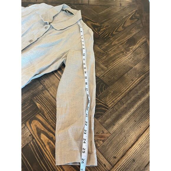 VTG Linen Long Sleeve Tunic Top Women 6 Neutral Lagenlook CottageCore Beach Trip - Picture 6 of 7
